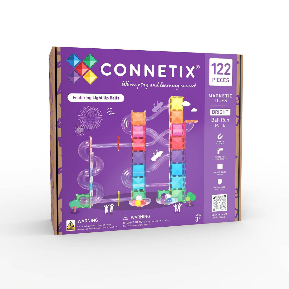 CONNETIX Magnetic Tiles Bright Ball Run Pack 122pc