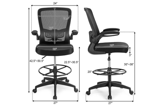 Costway Tall Office Chair Adjustable Height w/Lumbar Support Flip Up Arms