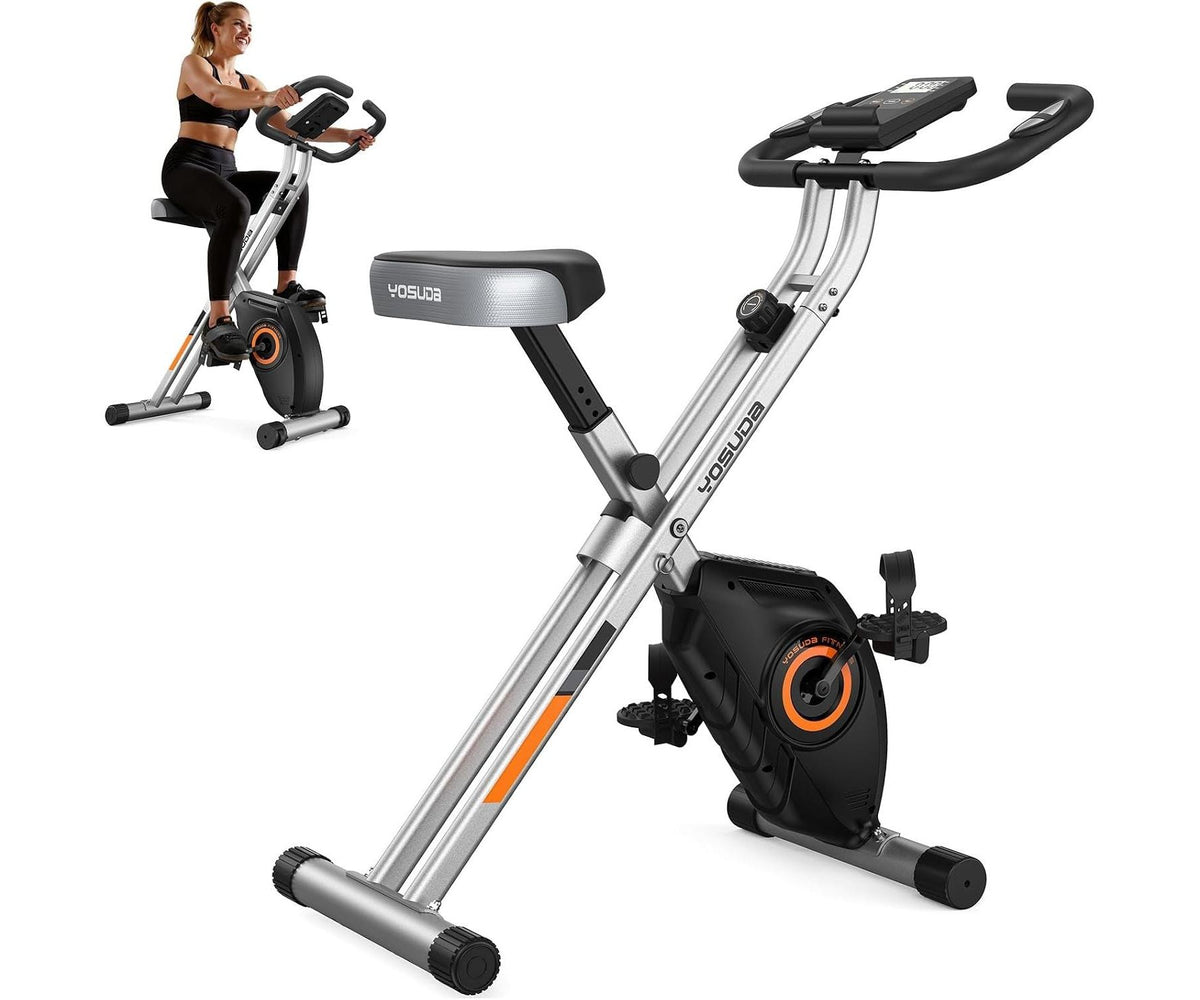 YOSUDA Folding Exercise Bike - Foldable Stationary Bike for Home Gym Workout,380 LBS Capacity and 16-Level Magnetic Resistance