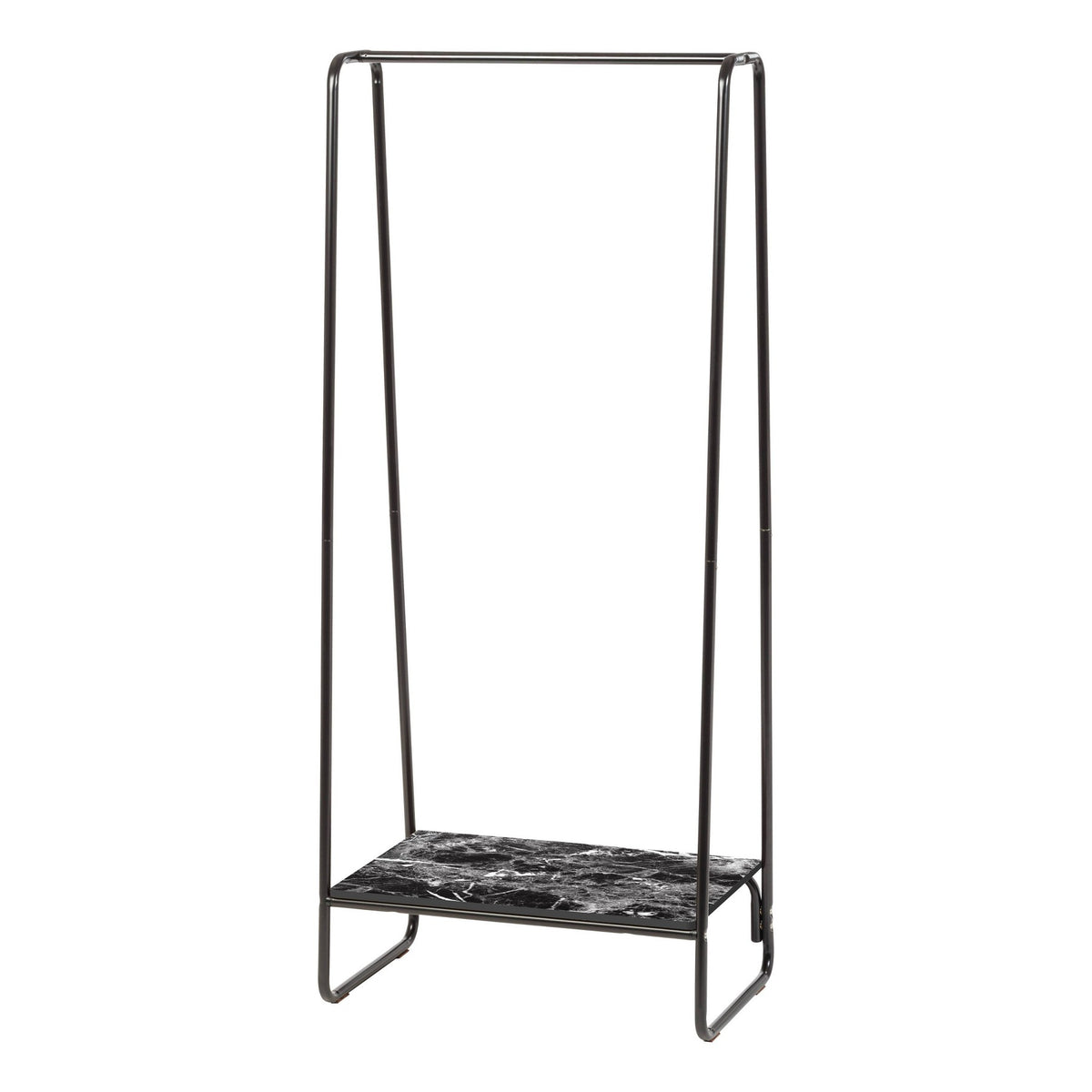 IRIS Metal Garment Rack with 1 Wooden Shelf Marble Black: Wardrobe & Closet Organizer, No Assembly, 44 lb Capacity