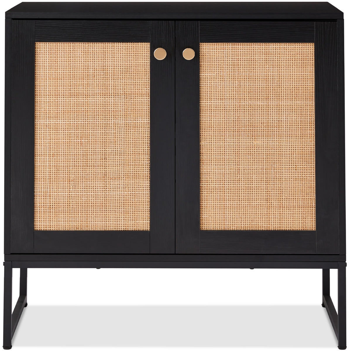 Best Choice Products 2-Door Rattan Storage Cabinet, Accent Furniture, Cupboard w/ Non-Scratch Foot Pads - Black