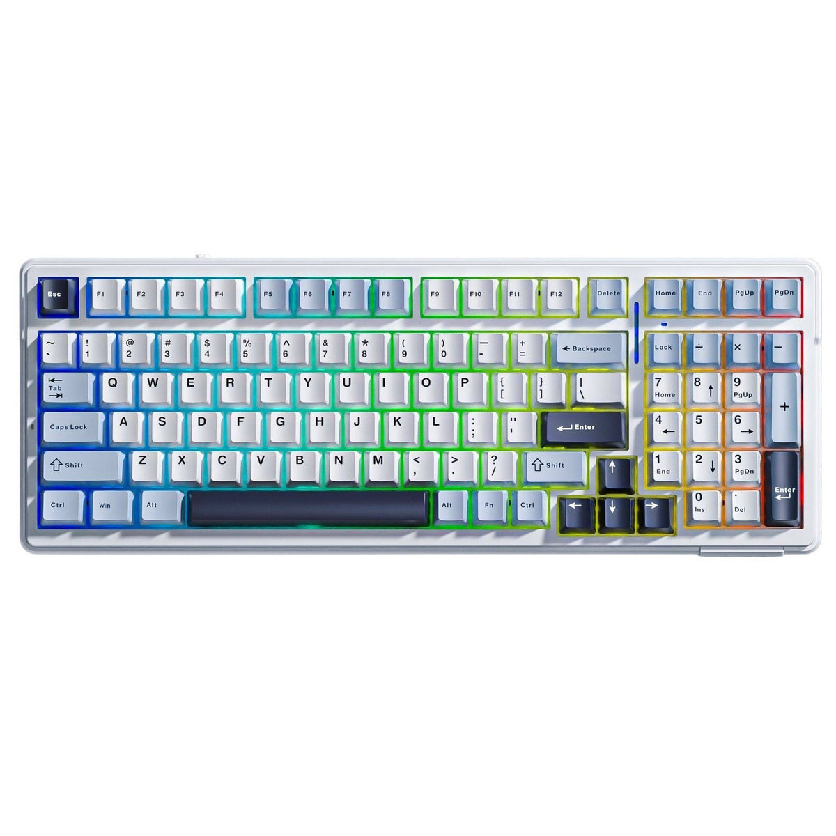 AULA F99 96% Layout Wireless Mechanical Gaming Keyboard, Hot Swappable Lubed Switches, TriMode, Backlit - Blue White