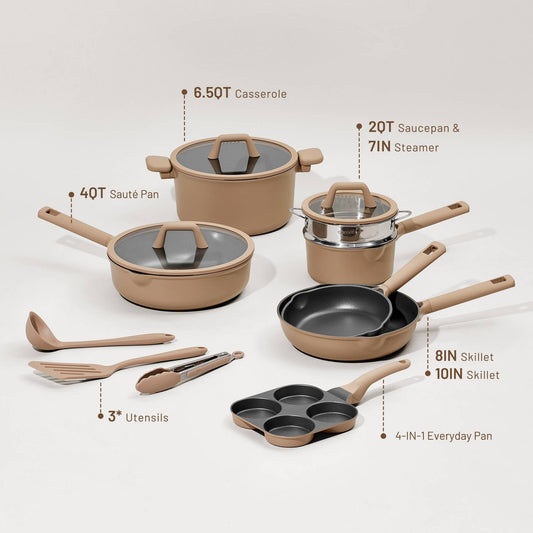 Carote 21pc Nonstick Cookware Set Taupe