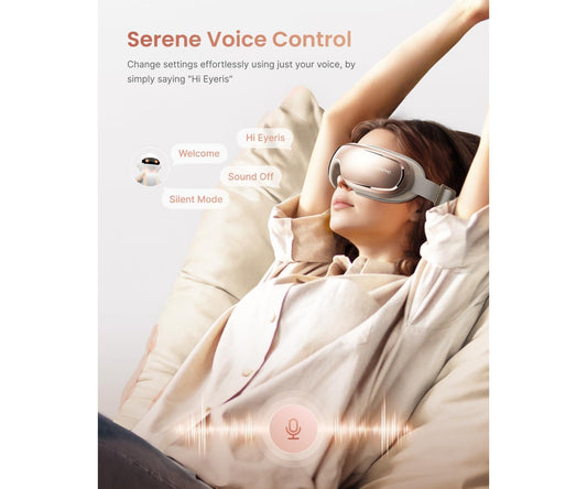 RENPHO Eyeris 3 Eye Massager with Heat & Cooling, Voice Control, Vibration & 3 Level Pressure Massage, Bluetooth Music, Rose
