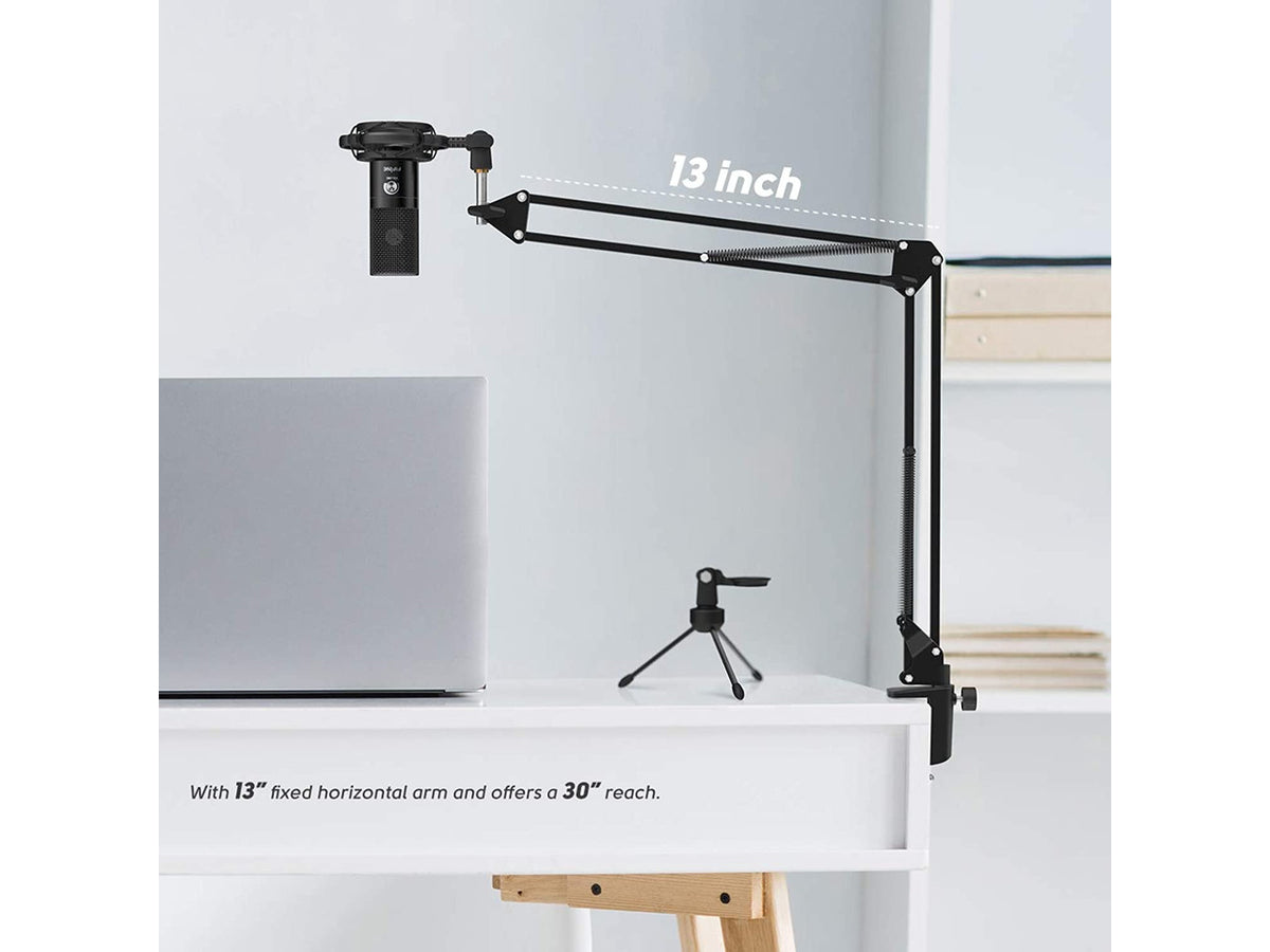 FIFINE Studio Condenser USB Microphone Computer PC Microphone Kit with Adjustable Scissor Arm Stand Shock Mount for Instruments Voice Overs Recording Podcasting YouTube Karaoke Gaming Streaming-T669