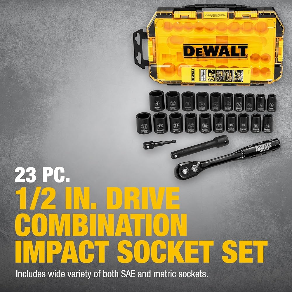 2026 DEWALT DWMT74739 Box with 1/2" impact socket 23 pieces : DIY