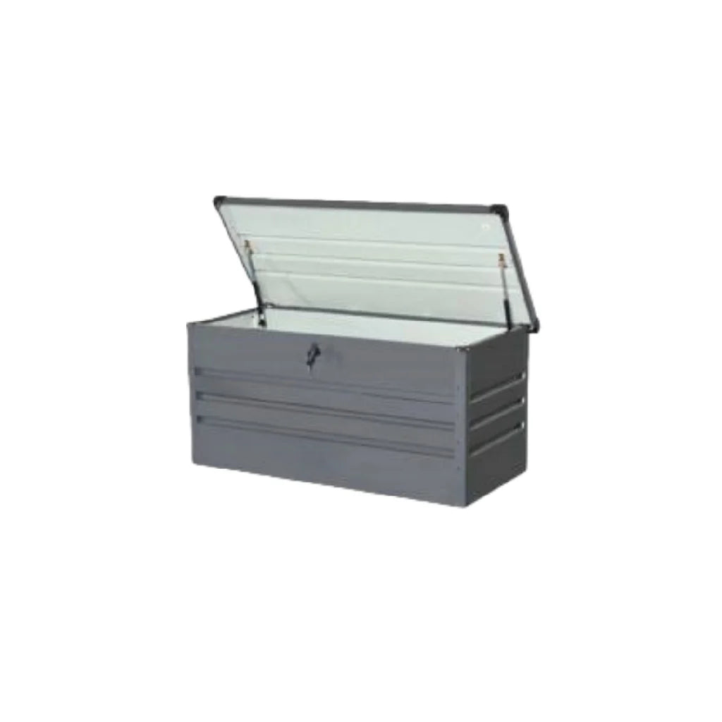 2026 Galvanized steel storage box – metallic grey – lockable – 400 L