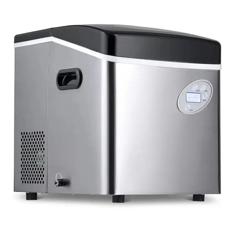 Portable Ice Maker 50 lb. Daily, 12 Cubes in Under 7 Minutes - Compact Countertop Design - 3 Size Bullet Shaped Ice - for Kitchen/Office/RV/Bar - Stainless Steel