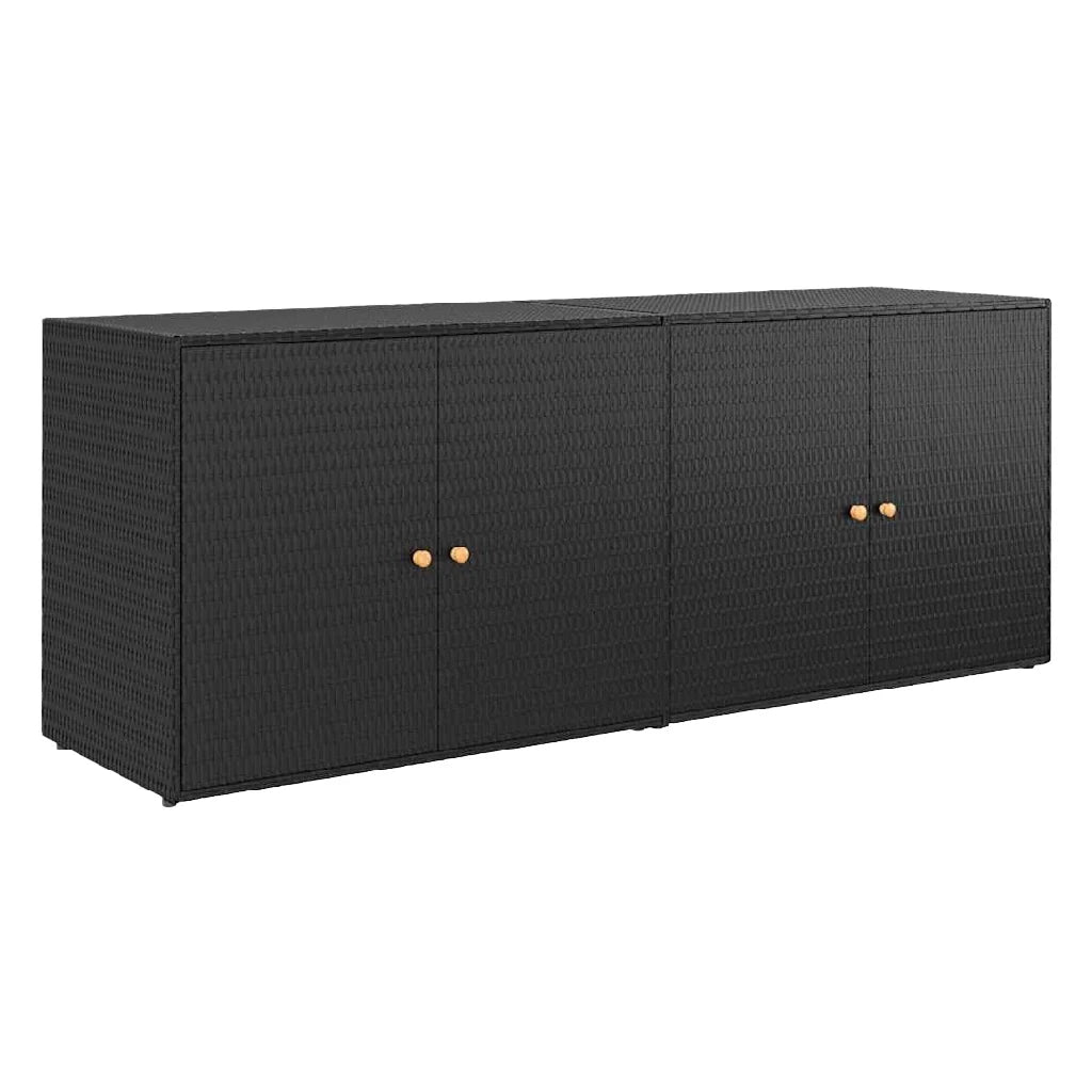 2026 Plastic rattan outdoor storage buffet – black – 4 doors