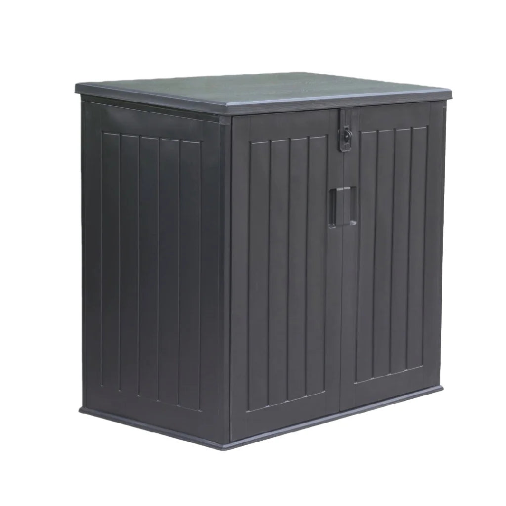 2026 Outer storage cabinet in dark grey PP resin, double door with waterproof roof