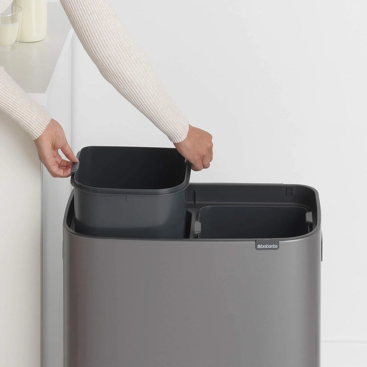 2026 Brabantia bin, matt steel, finger tracker, 2 x 30 L
