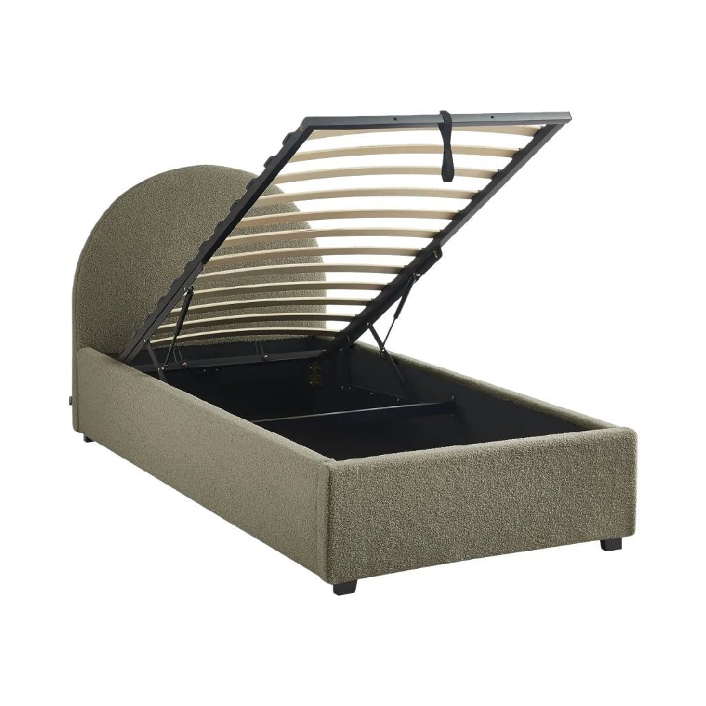 2026 Liftable box bed in khaki buckle fabric — Modern design