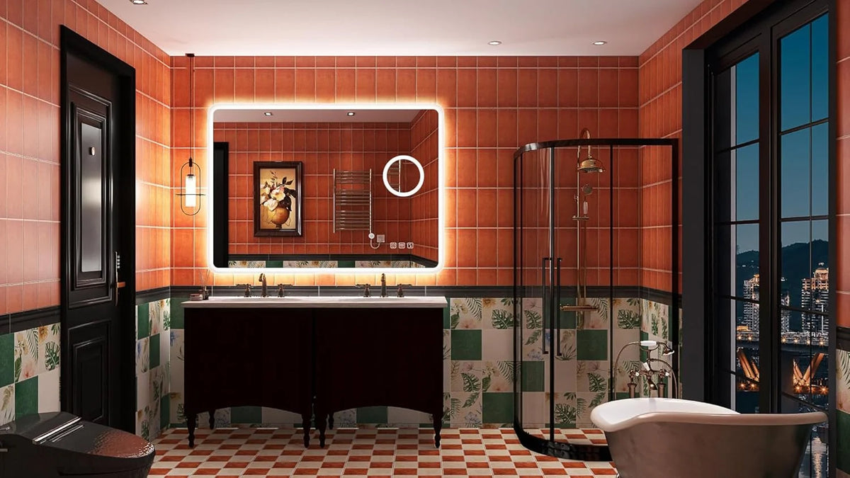 2026 Bathroom mirror S'bagno with lighting 1200 x 700 mm, IP44, LED, Bluetooth, anti-fog, 3 light colours (3,000 K, 4,000 K