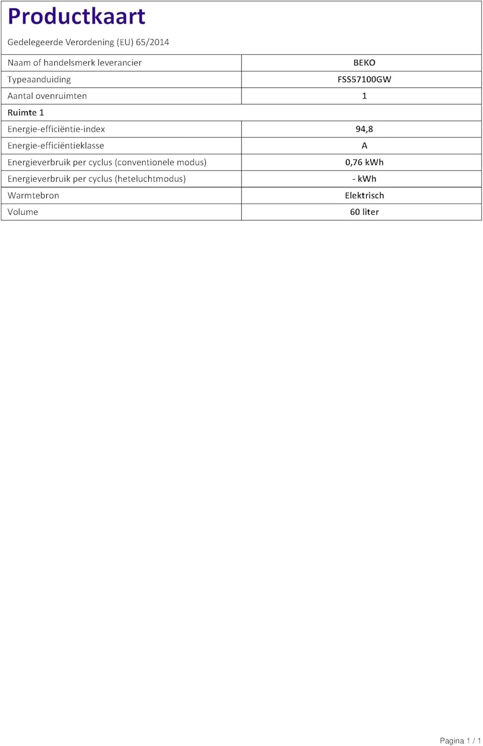 2026 Vitroceramic stove BEKO MENAGER FSS 57100 GW