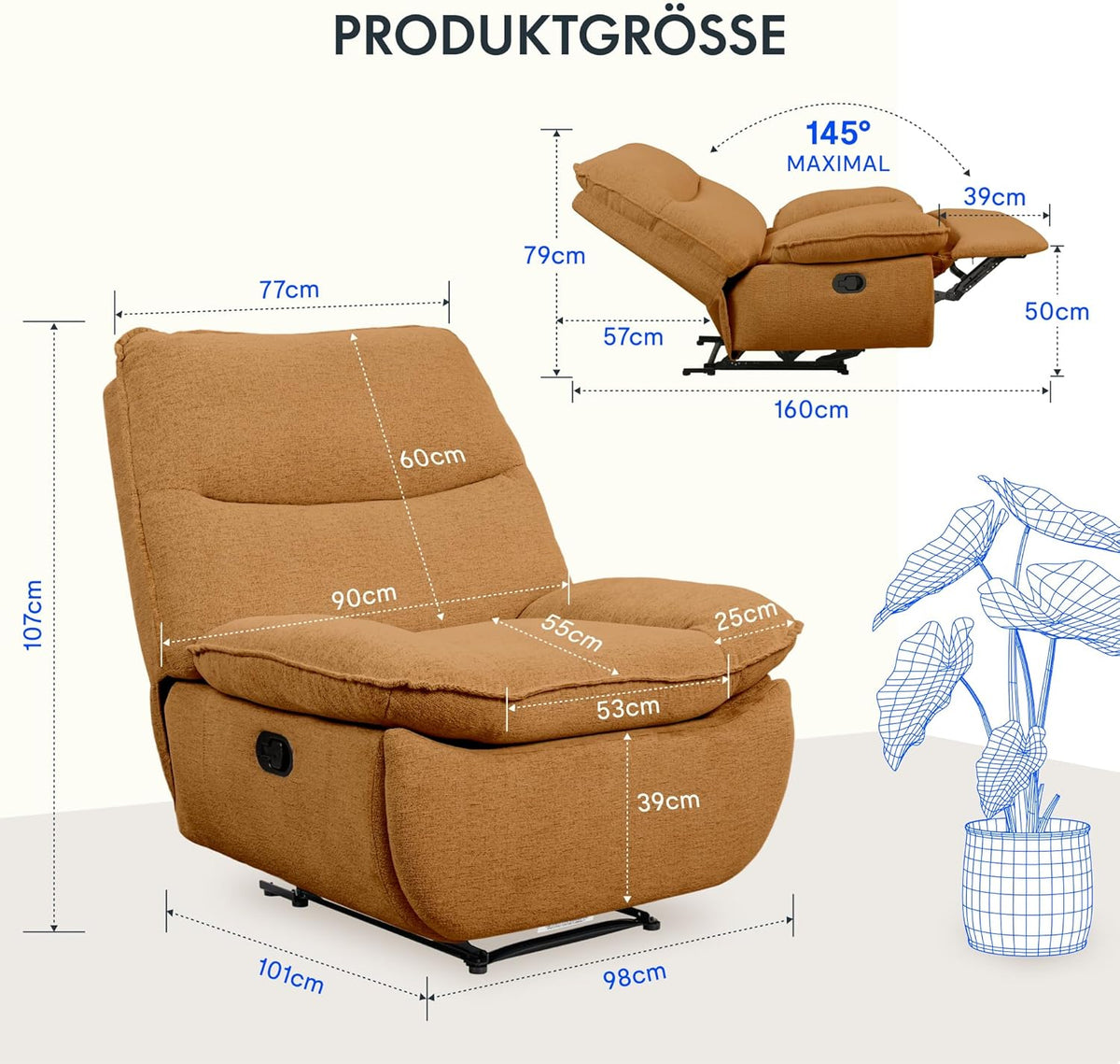 2026 FLEXISPOT XC6 reclining armchair, swinging sofa, TV chair with adjustable backrest, reclining armchair for bedroom, livi