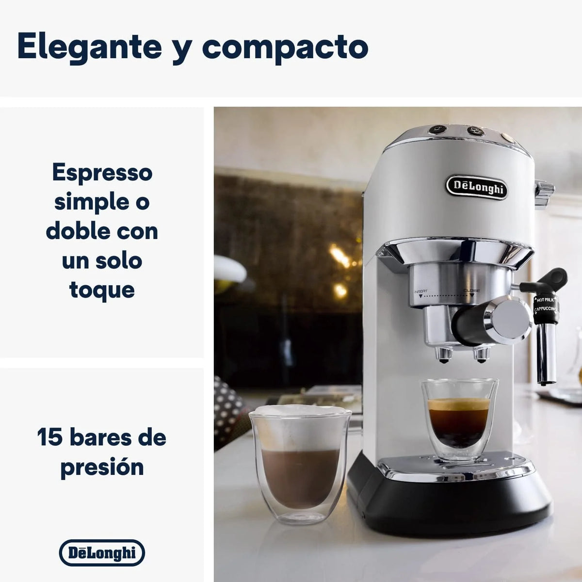 2026 De'Longhi Dedica – Stainless steel pump coffee maker for ground or individual coffee, espresso and cappuccino, 1.3 litre