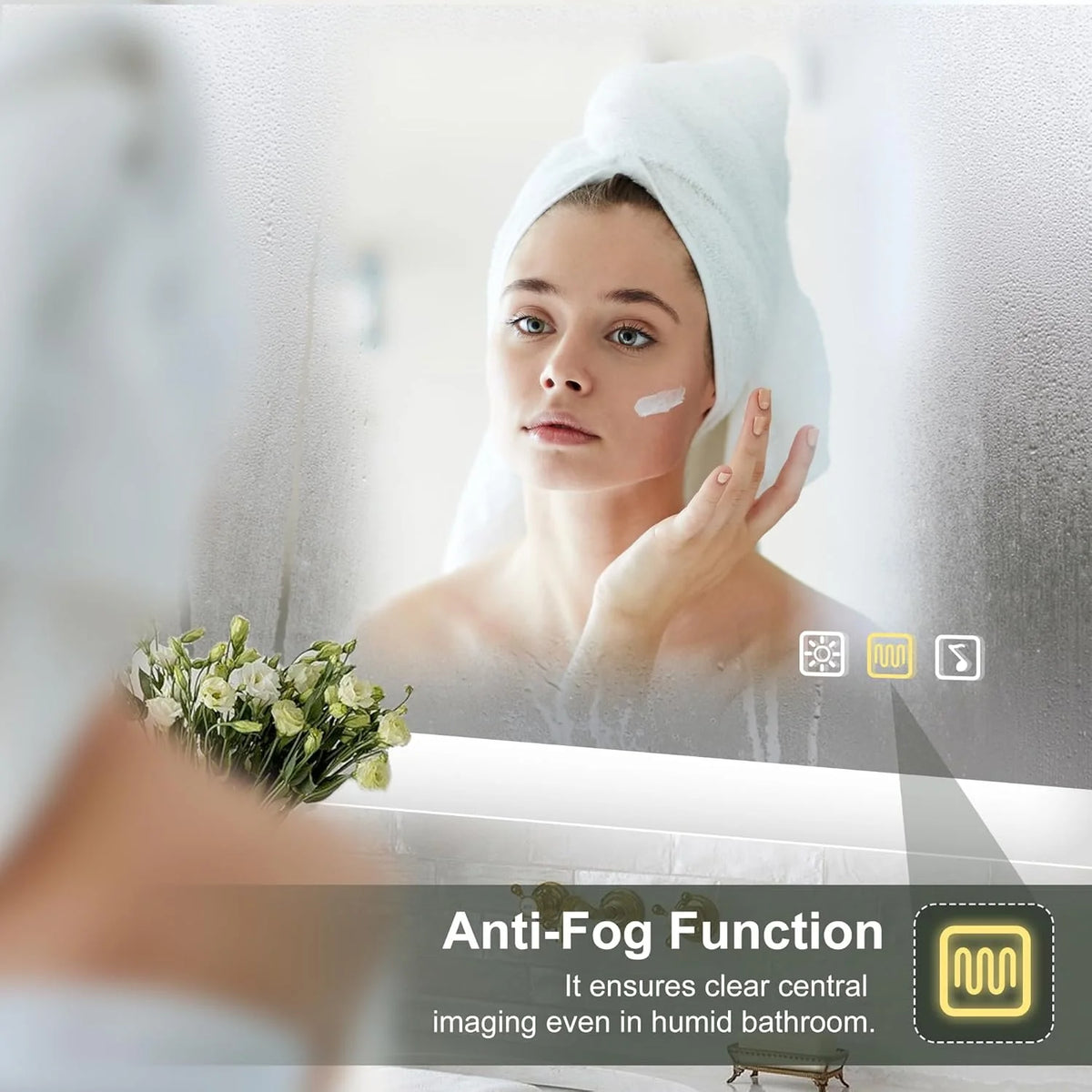 2026 Bathroom mirror S'bagno with lighting 1200 x 700 mm, IP44, LED, Bluetooth, anti-fog, 3 light colours (3,000 K, 4,000 K