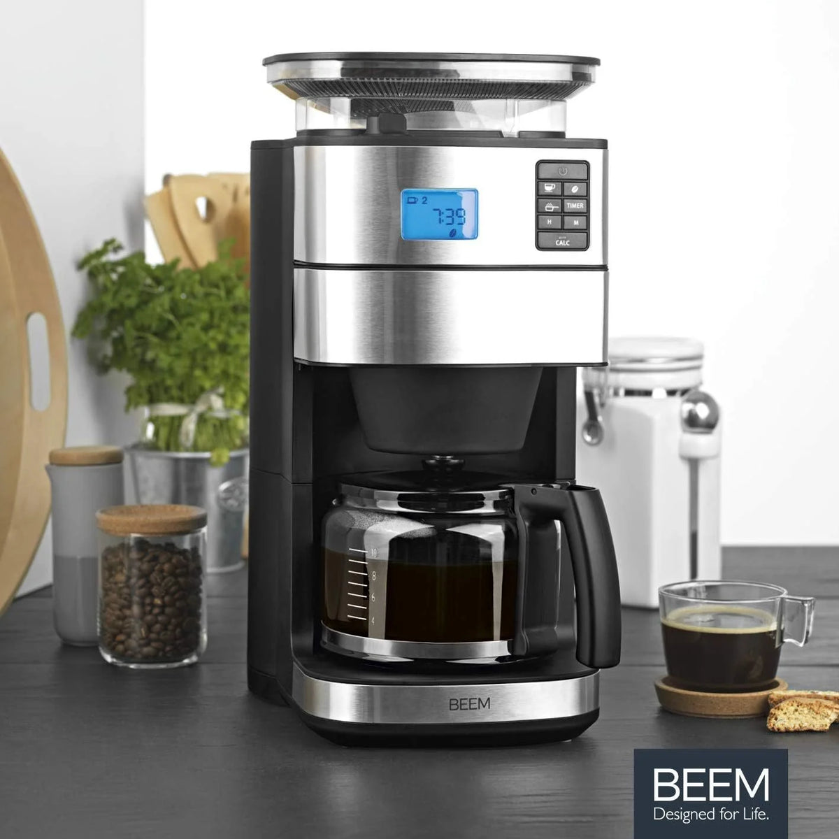 2026 BEEM FRESH-AROMA-PERFECT II filter coffee machine with grinder - Thermo | Stainless steel | Thermopot | 24h timer | 1000