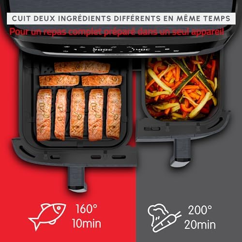 2026 Moulinex air fryer two compartments, very large capacity 11L, 10 people, 7 Automatic programs, oil-free fryer, Digital t