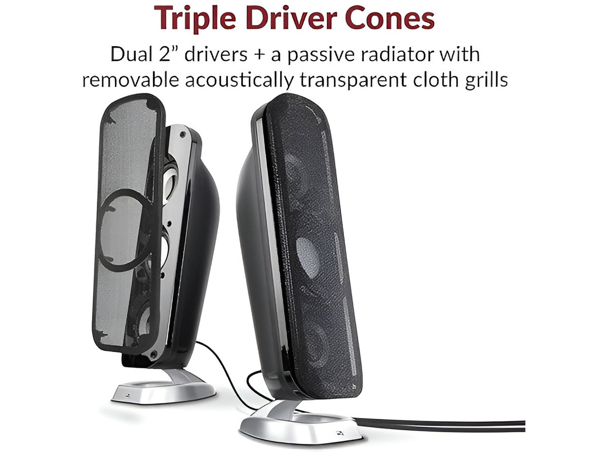 Cyber Acoustics CA-3908 2.1 Multimedia Speaker System with Subwoofer, 92 Watts Peak Power, Deep Bass, Perfect for Music, Movies, and Games on Desktops, Laptops, Consoles