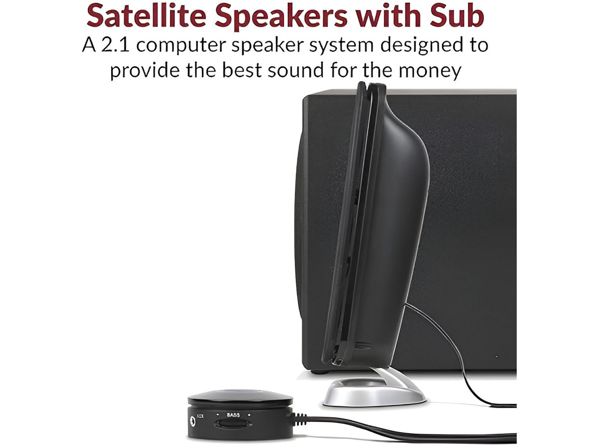 Cyber Acoustics CA-3908 2.1 Multimedia Speaker System with Subwoofer, 92 Watts Peak Power, Deep Bass, Perfect for Music, Movies, and Games on Desktops, Laptops, Consoles