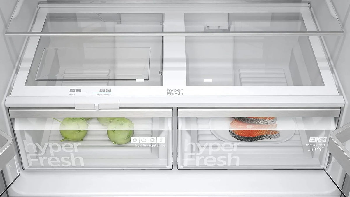 2026 SIEMENS KF96NVPEA iQ300 multi-door refrigerator, 183 x 91 cm, 405 L cooling & 200 L freezing, hyperFresh longer freshnes