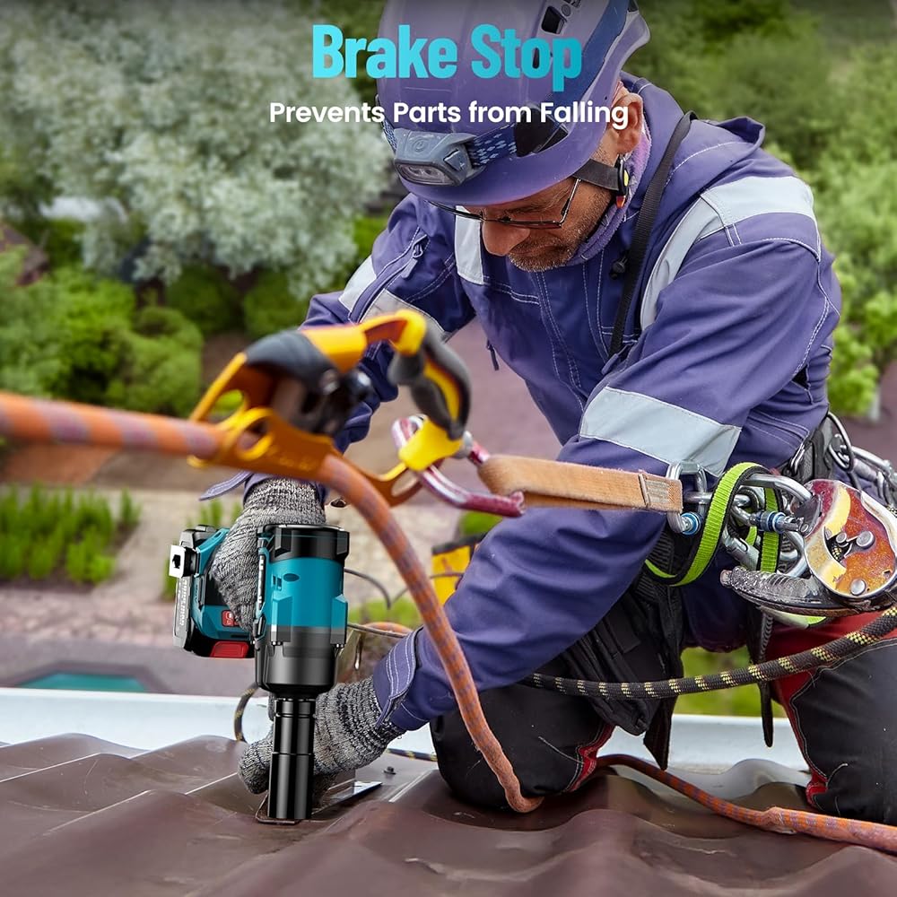 2026 Uaoaii 1000 Nm Brushless Cordless Impact Wrench with 4000mAh Battery, Adapter and 5 Sockets