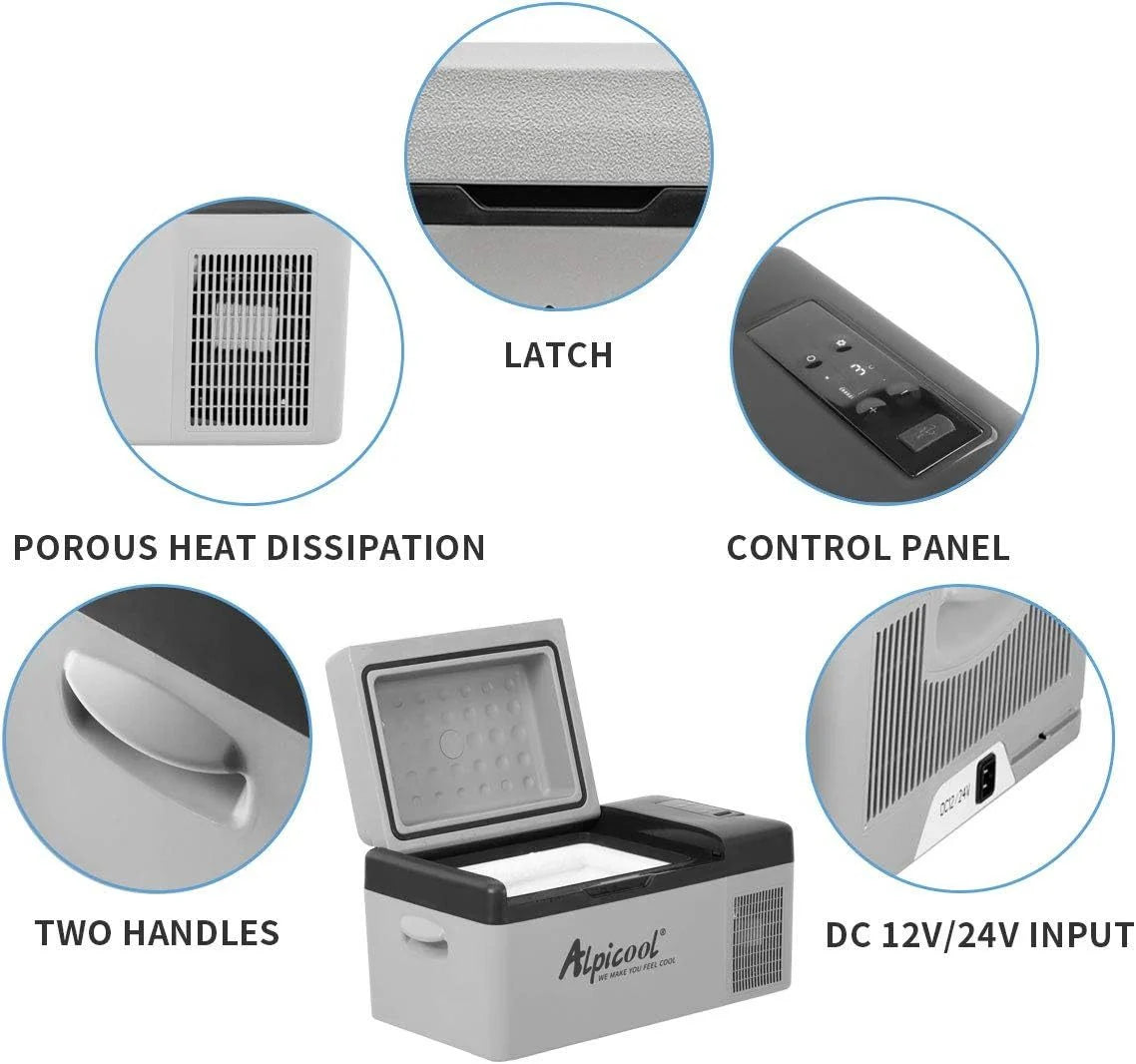 2026 Alpicool C12 12L Cool Box 12 V Mini Fridge Electric Compressor Car Fridge Camping Freezer Box Small Portable for Car, Tr