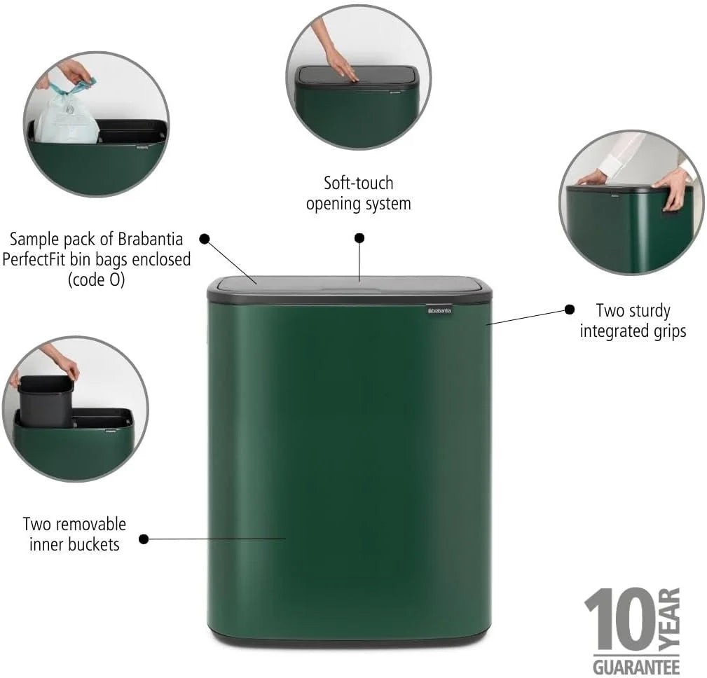 2026 Brabantia bin, matt steel, finger tracker, 2 x 30 L