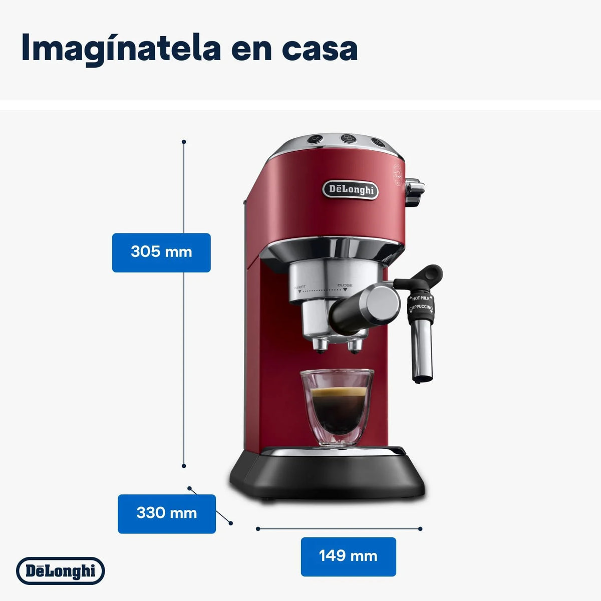 2026 De'Longhi Dedica – Stainless steel pump coffee maker for ground or individual coffee, espresso and cappuccino, 1.3 litre
