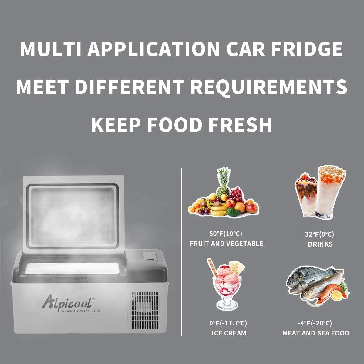 2026 Alpicool C12 12L Cool Box 12 V Mini Fridge Electric Compressor Car Fridge Camping Freezer Box Small Portable for Car, Tr