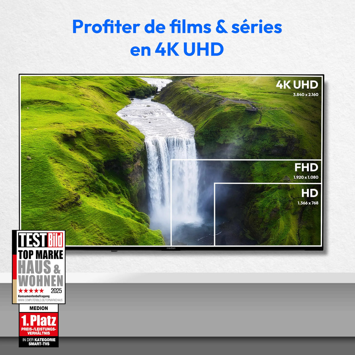 2026 MEDION TV 43 Inch (108 cm) QLED Television (Smart TV, 4K, Dolby Vision HDR, Prime Video, Disney+, Dolby Atmos, DTS X, Co