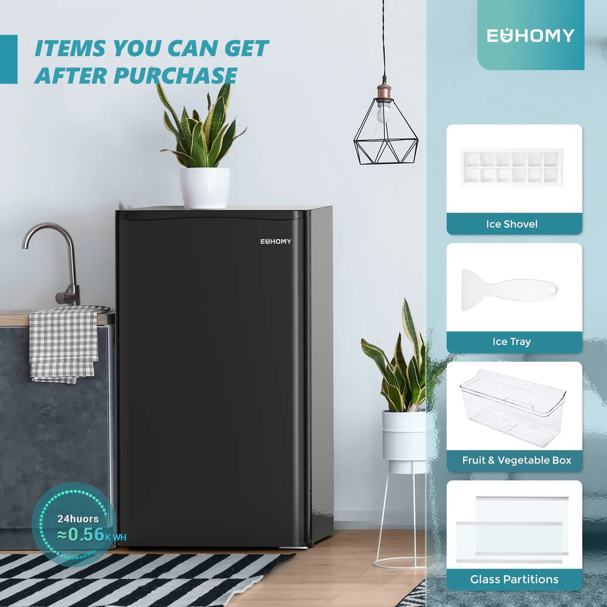 2026 EUHOMY 2025 mini-fridge with compact freezer. Single door