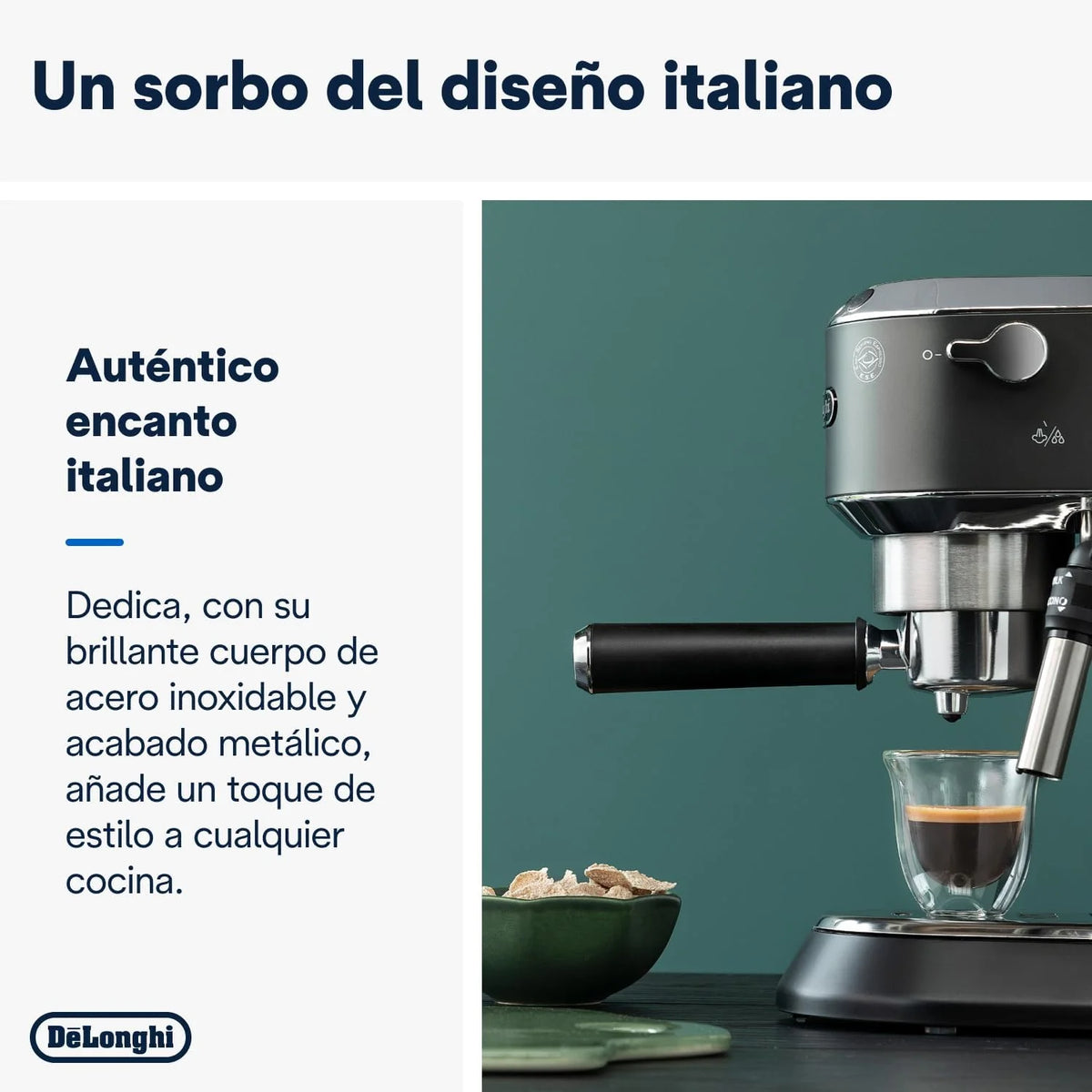 2026 De'Longhi Dedica – Stainless steel pump coffee maker for ground or individual coffee, espresso and cappuccino, 1.3 litre