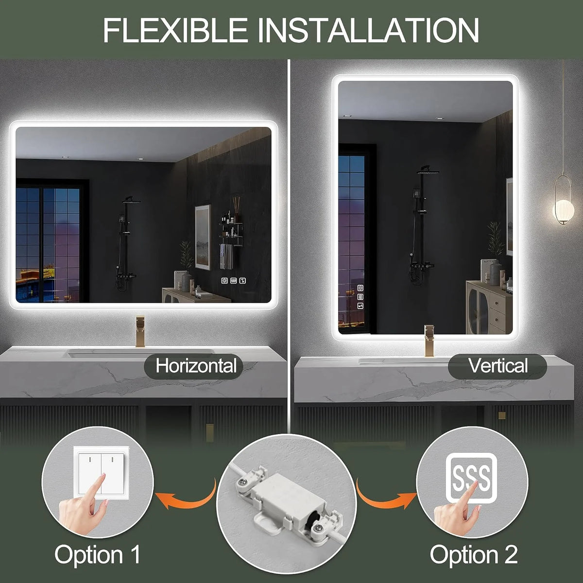 2026 Bathroom mirror S'bagno with lighting 1200 x 700 mm, IP44, LED, Bluetooth, anti-fog, 3 light colours (3,000 K, 4,000 K