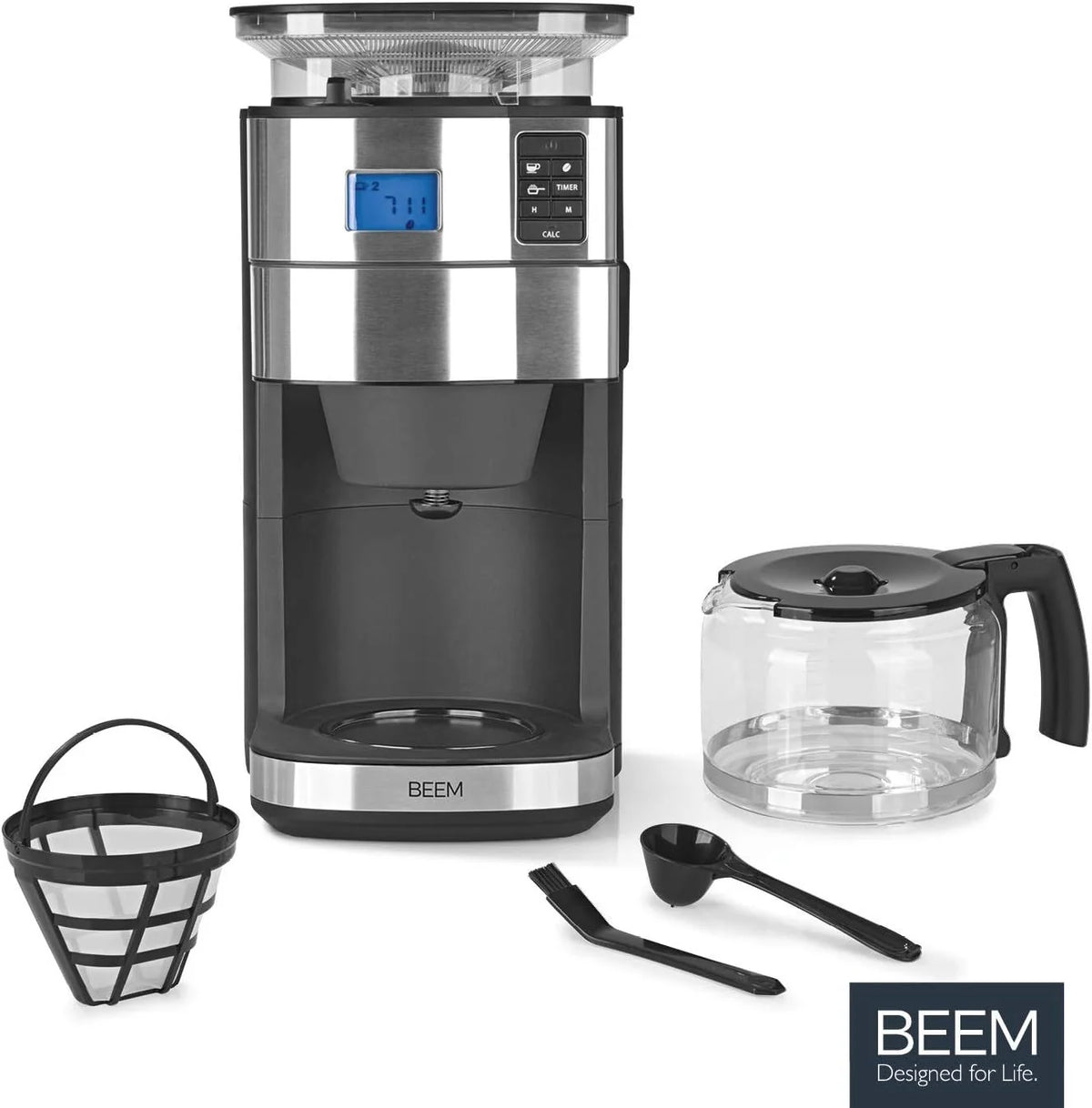 2026 BEEM FRESH-AROMA-PERFECT II filter coffee machine with grinder - Thermo | Stainless steel | Thermopot | 24h timer | 1000