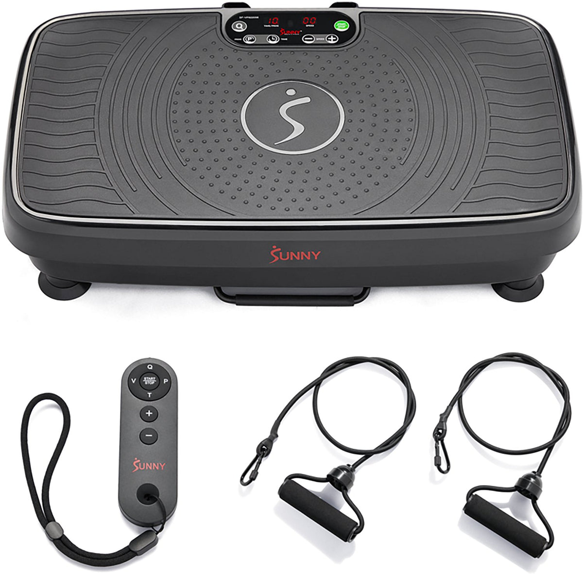 Sunny Health & Fitness Vibration Platform Machine with Resistance Bands