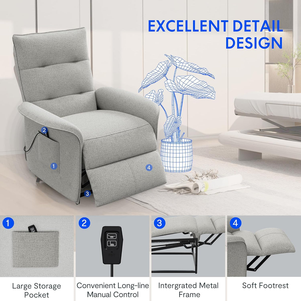 2026 FLEXISPOT electric relax chair with adjustable backrest, tiltable from 105° to 155°, reclining chair, ergonomic relax ch