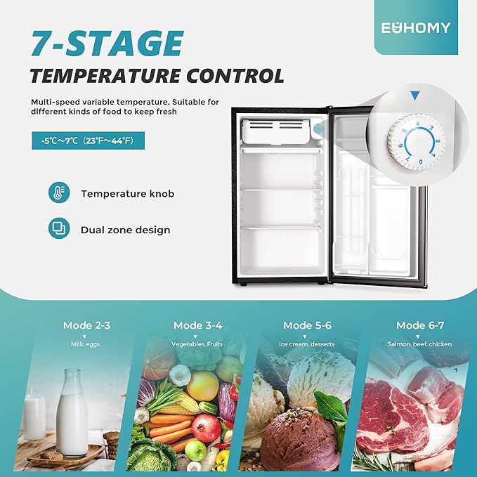 2026 EUHOMY 2025 mini-fridge with compact freezer. Single door