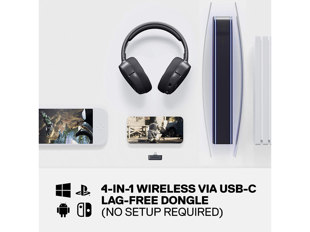 SteelSeries Arctis 1 Wireless Gaming Headset – USB-C – Detachable Clearcast Microphone – for PC, PS4, Nintendo Switch and Lite, Android – Black