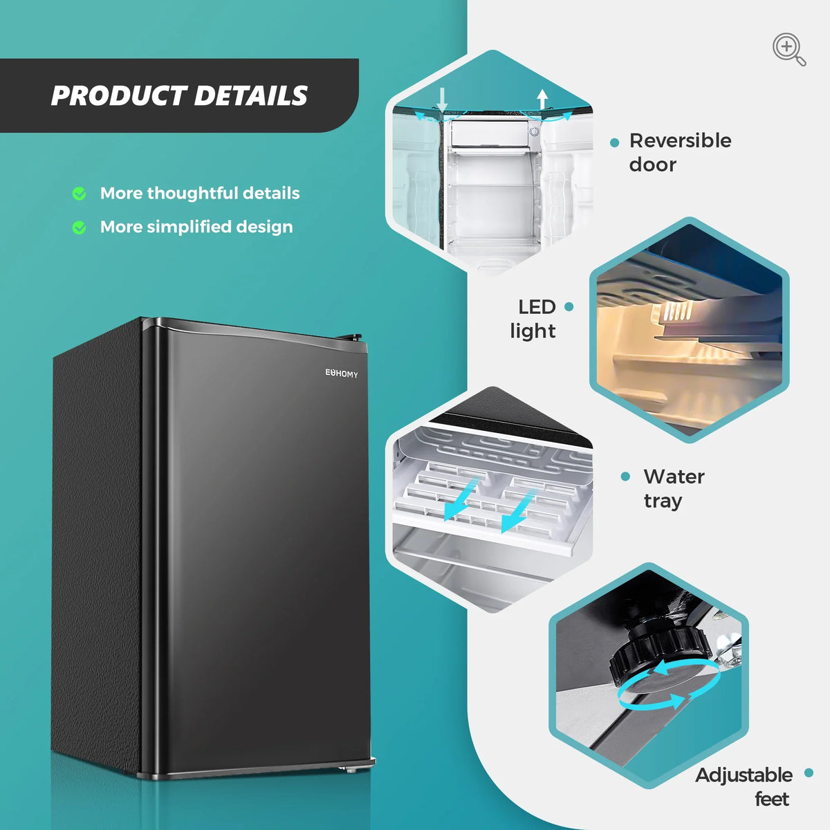 2026 EUHOMY 2025 mini-fridge with compact freezer. Single door