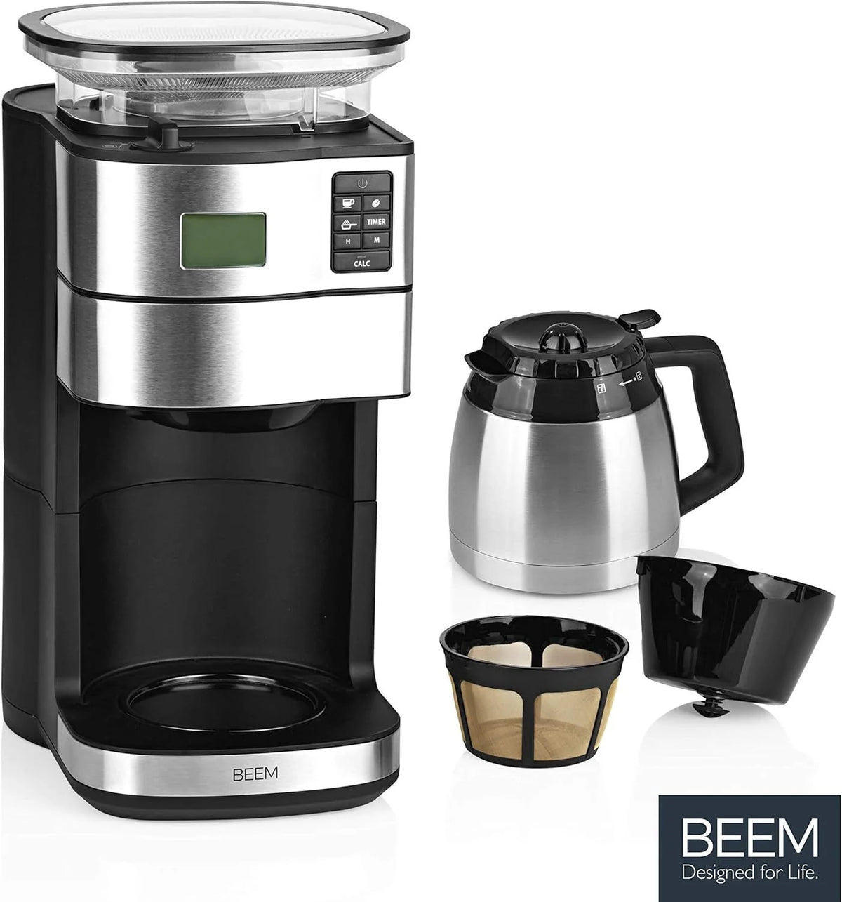 2026 BEEM FRESH-AROMA-PERFECT II filter coffee machine with grinder - Thermo | Stainless steel | Thermopot | 24h timer | 1000