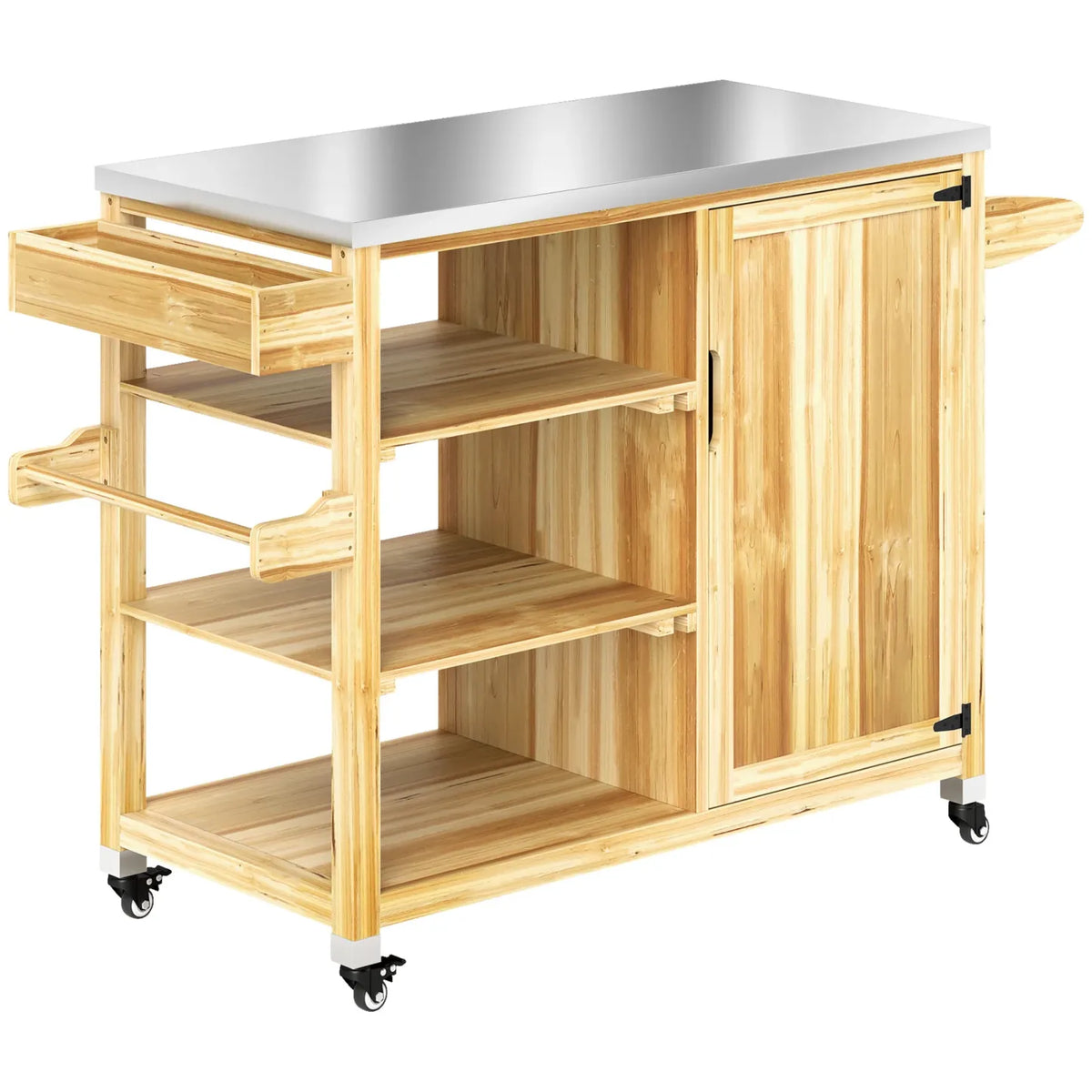 2026 Outsunny barbecue outdoor kitchen island with rolls of solid wood