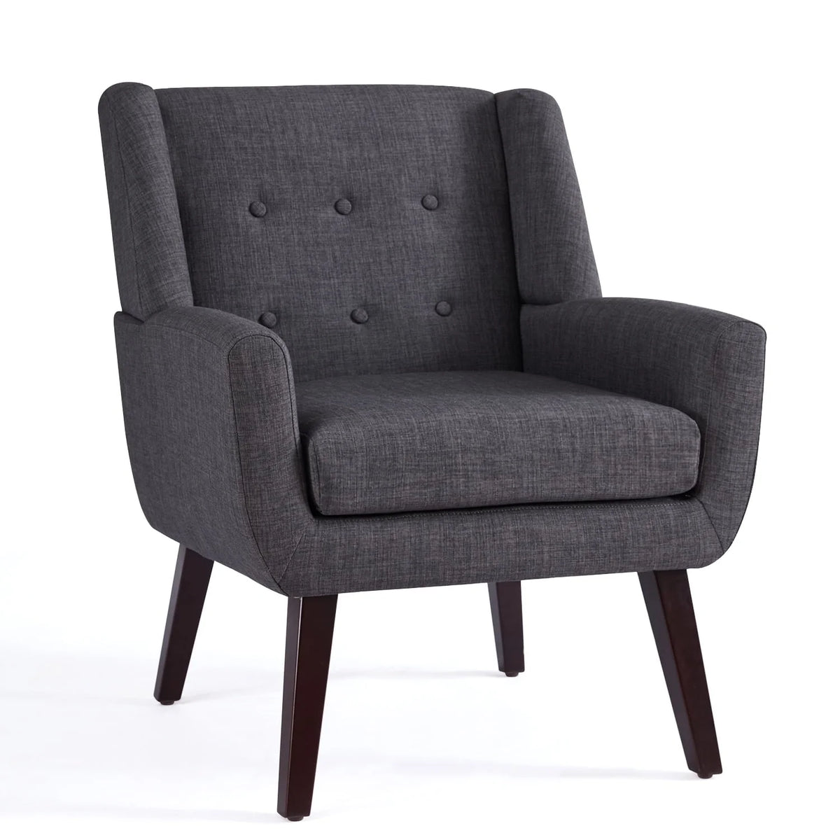 HUIMO Accent Chair, Button-Tufted Upholstered Living Room Chairs, Mid Century Modern Comfy Reading Chairs for Bedroom, Living Room, Beige