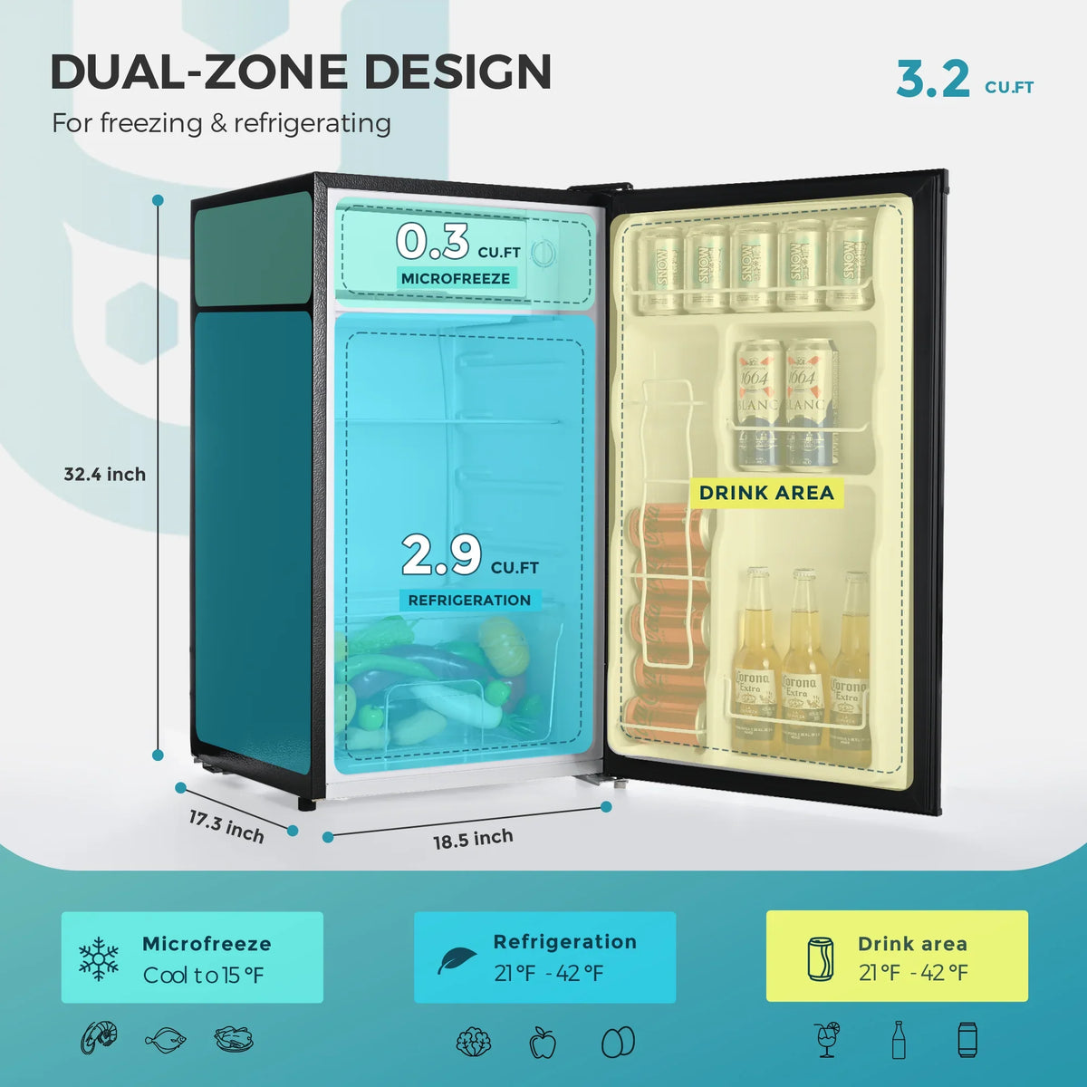 2026 EUHOMY 2025 mini-fridge with compact freezer. Single door