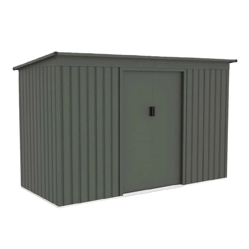 2026 Flat Roof Metallic Garden Shelter – Dark Green Color
