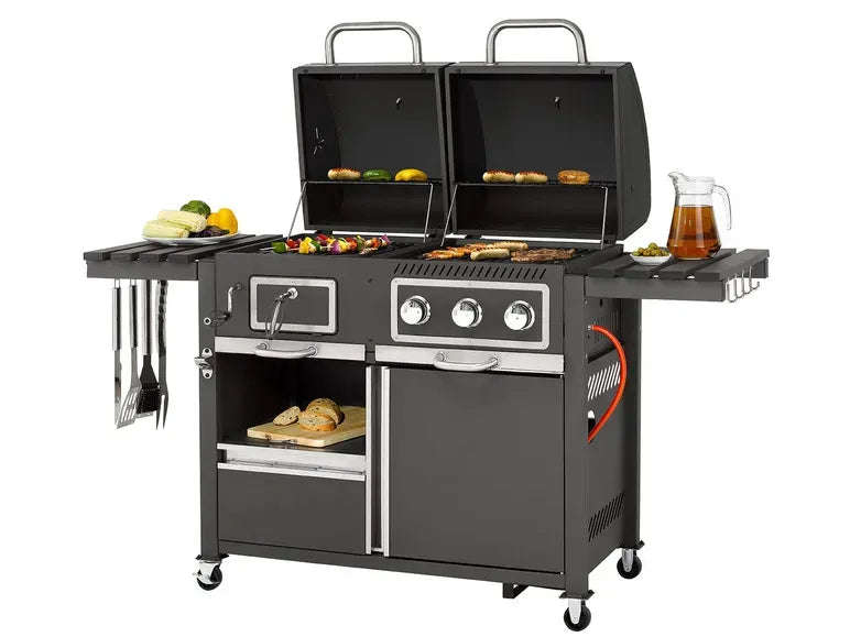 2026 tepro coal-gas grill “Toronto Kombi”, 8.7 kW power, 3 stainless steel burners, 2 shelfs