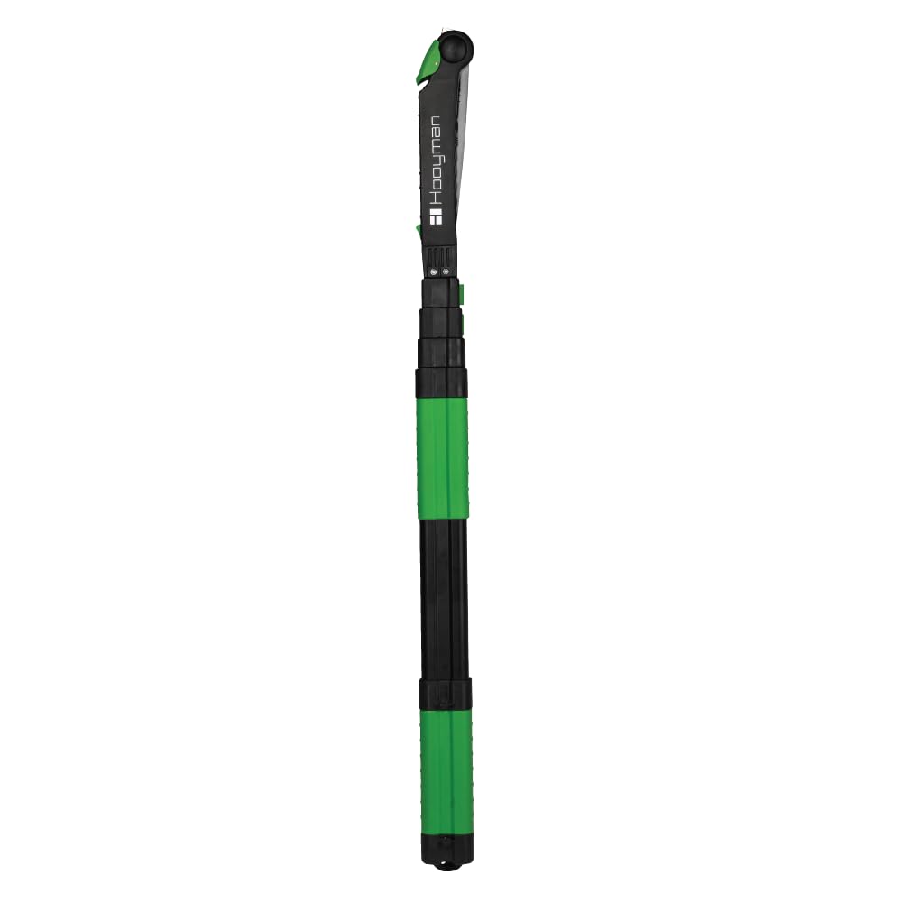 Hooyman Extendable Tree Saw with Compact Design, Detachable Handsaw and Telescoping Pole, No-Slip H-Grip, Impulse Hardened Teeth, and Wrist Lanyard for Tree Trimming, Hunting, Camping, and Outdoors
