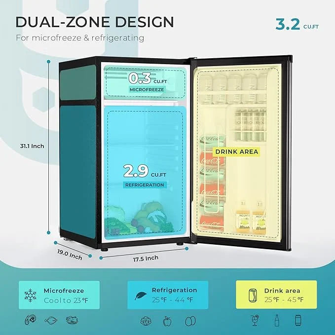 2026 EUHOMY 2025 mini-fridge with compact freezer. Single door