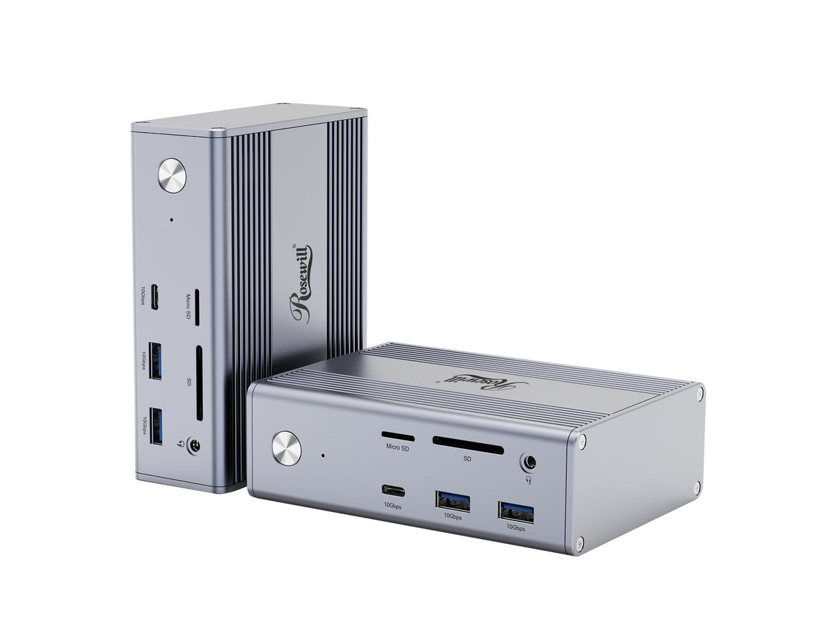 Rosewill 14-in-1 USB C Laptop Docking Station with 100W PD Charging, 4K@60Hz Display, Triple 4K Display,10Gbps Data Transfer & Kensington Lock, Windows, Mac, Android - RHUB-M14